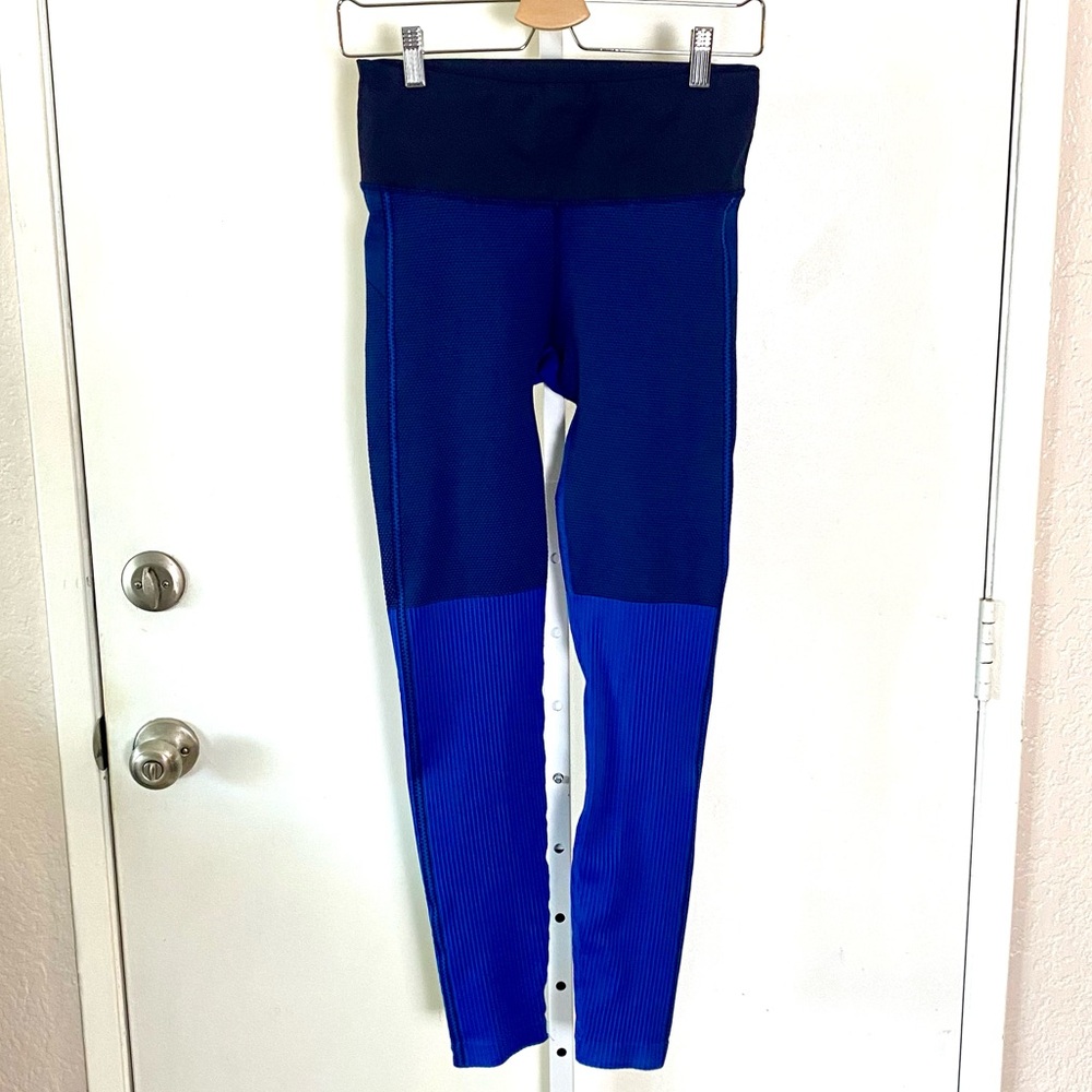 Athleta Color Blue Color Block Leggings